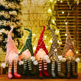 LED -licht Kerst Tree Wol Gnome Doll Hangers Ornamenten Breien Crafts Kids Party Decorations Gift FY3277