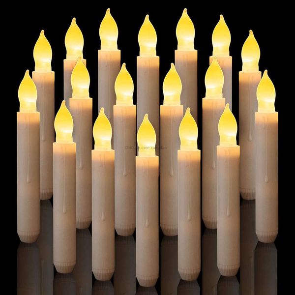 Velas de cono de luz LED, vela cónica electrónica con pilas, sin llama, para decoraciones para fiesta de cumpleaños y bodas