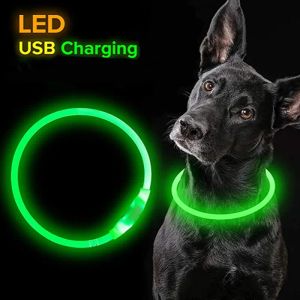 LED -lichte hondenkraag afneembaar gloeiende lading Lumineuze riem voor huisdierenproducten USB laden Luminous Pet Accessoires