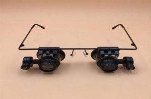 LED -licht Dubbele lens 20 keer oogware bril Reparatie Onderhoud Controleer metaal vergrootglas 9892AII Binoculaire vergrootglas3497503