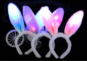 Lumière LED clignotant oreilles de lapin moelleuses bandeau paillettes coiffure oreilles de lapin accessoire de costume cosplay fête de Noël approvisionnement RRD11380