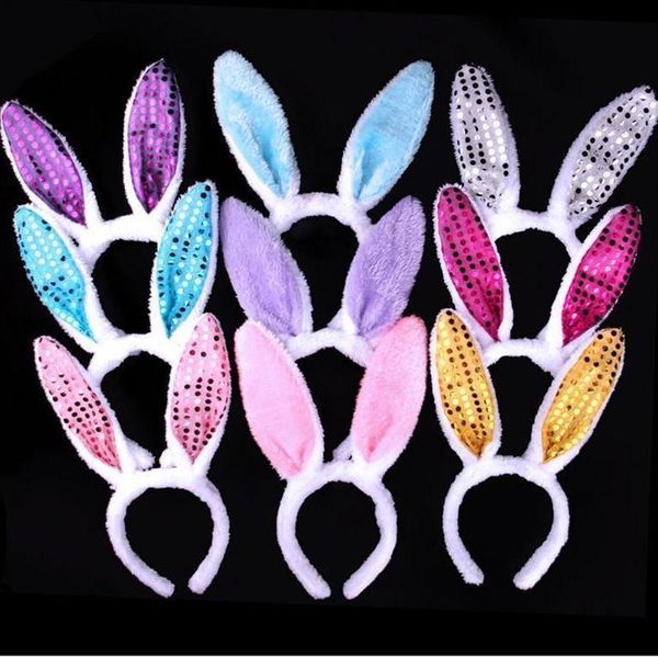 LED Lumière Clignotant Moelleux Oreilles De Lapin Bandeau Paillettes Coiffe Oreilles De Lapin Accessoire De Costume Cosplay Fête De Noël Fourniture RRE14694