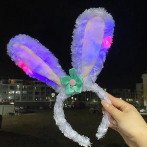 Lumière LED bandeaux moelleux décoration pour femmes filles en peluche oreilles de lapin bandeaux cadeaux de Pâques Costume de Noël bandeau adultes fournitures de fête