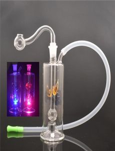 LED Light Glass Huile Briner Bongs DAB Percolater Bubbler Water Pipes avec tuyaux de brûleur d'huile en verre et tuyau6557380