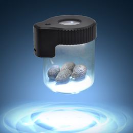 Luz LED Glow Jar Contenedor de almacenamiento bolsa Luminoso Air Tight Lupa 155 ml Glass Stash hierba Accesorios para fumar