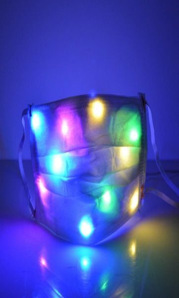 Lumière LED masques lumineux discothèque lumineux Halloween éclairer demi masque facial Disco fête bouche couverture DDA6267752186