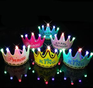 Led Light King King Princess Birthday Party Hat Crown Adult Children Party Kleed Hoofdband voor Bachelorette Hen Party Event Supplies 5208671