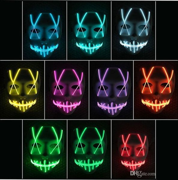 LED Light Mask Up Funny Mask Led strip Flexible enseigne au néon Light Glow EL Wire Rope Neon Light Halloween visage Contrôleur lumières de Noël