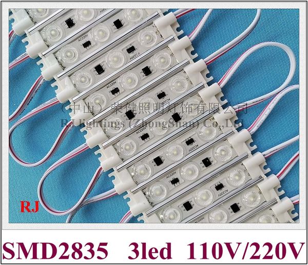 Módulo de luz LED para letras de canal de señal, entrada de 110V/220V, 83mm X 16mm, SMD 2835, 3 LED, 2W, IP68, resina epoxi, lente difusa impermeable