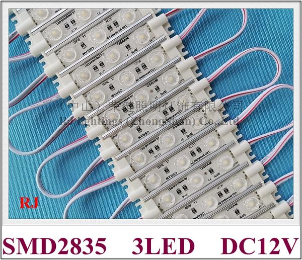 Módulo de luz LED para letras de canal de señal SMD 2835 DC12V 3 led 2W IP68 resina epoxi resistente al agua 83mmX16mm lente difusa de corteza de aluminio