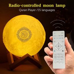 LED Licht Maan Lamp Draadloze Bluetooth Koran Luidspreker Kleurrijk Maanlicht Voor Slaapkamer Decoratie Koran Maan Nachtlampje Gift c0305238l