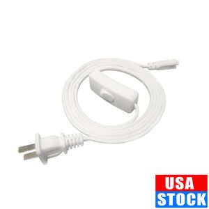 Interruptor de cable de alimentación de luz LED Extensión de conector T5 con enchufe de 2/3 clavijas para accesorios de tubo integrados T8 US 1FT 2FT 3.3FT 4FT 5FT 6FT 6.6FT 100 piezas Usalight