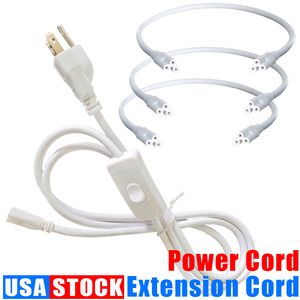 Extension de connecteur T5 pour interrupteur de cordon d'alimentation pour lumière LED, avec prise à 2/3 broches pour tubes intégrés T8, US 1 pied, 2 pieds, 3,3 pieds, 4 pieds, 5 pieds, 6 pieds, 6,6 pieds, 100 pièces/lot