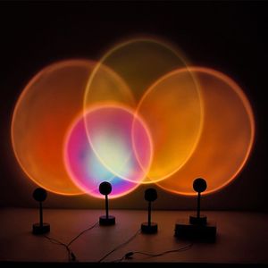 Led Light Rainbow Sunset Projection 180 Degree Rotation Lamp For Home Party Living Room Bedroom Lamps