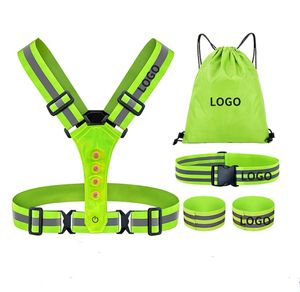 Lumière LED vêtements réfléchissants lampe perles ensemble vente directe d'usine gilet de sécurité lumineux sangle réfléchissante réglable