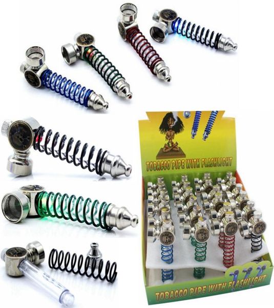 Pipes de crâne léger LED Pipe de tabac métallique Pipes de fumer portables Colorful Huile Burn Pipe Pipes pour les accessoires pour fumer 9605299