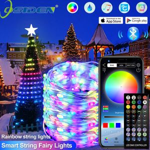 LED LIGHTS SMART Bluetooth App Contrôle Garland étanche des feux de chaîne extérieurs pour Noël / vacances / fête / décoration d'anniversaire