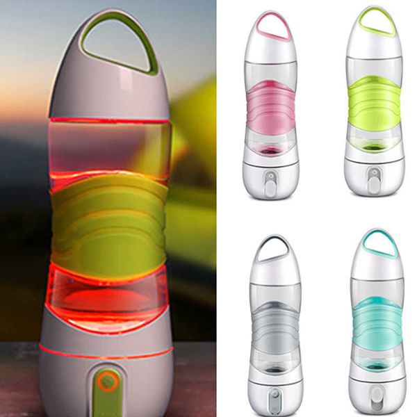 La botella de agua inteligente con luz LED rastrea la entrada de viaje de vidrio que brilla para recordarle que se quede en la noche Luces Sos Emergency Sport Mug Cup Hervidor YL888