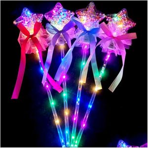 Palitos de luz LED 1pc para niños colorf brillando flashing star mariposa mariposa niñas princesa wands fiesta de cosplay accesorios de juguetes