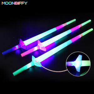Barras de luz LED 4 secciones Extensible Glow Sword Kids Toy Flashing Stick Concert Party Props Colorful Up Glowing Gift para niños 230605
