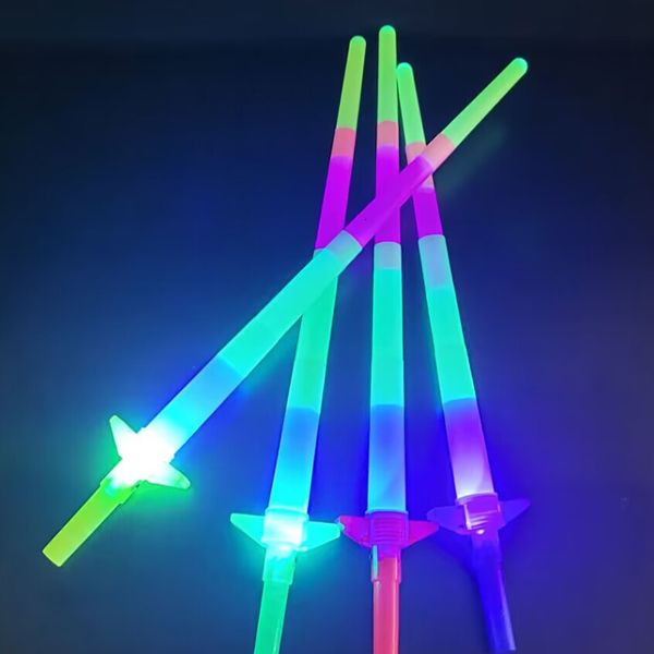 Sticks légers LED 51020 PCS 4 Section Extensible Glow Sticks Sword Kids Toy Gift Glowing Stick Prophes Stick Flash Light Up Sticks Party Supplies 230625