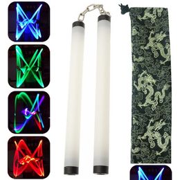 Palos de luz LED Colorf Lámpara LED Luz Nunchakus Nunchucks Palo brillante Entrenamiento Práctica Rendimiento Artes marciales Kong Fu Juguete para niños Dhyqy