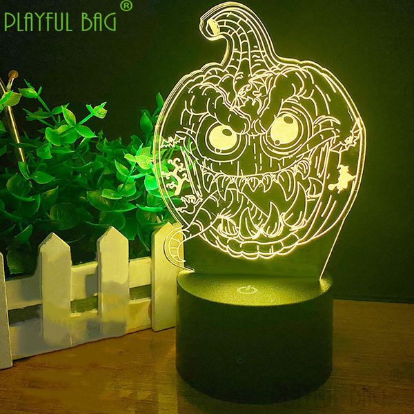 LED Light Sticks Creative Halloween 3D luz nocturna divertida calabaza led lámpara de mesa colorido toque control remoto regalo de vacaciones mano vd38 230724