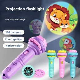 LED Light Sticks Zaklamp Projector Fakkel Lamp Speelgoed Leuke Cartoon Creativiteit Baby Slapen Verhaal Boek 230605