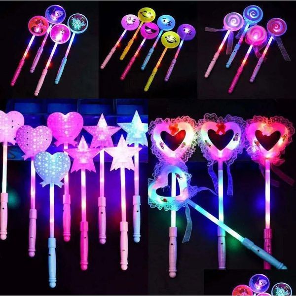 Sticks légers LED BLING MAGIC GLOW Stick Flash Fairy Night Market Childrens Toy Stalle Stalle Push Scan Scan Small Gift Drop Livrot DHDHW