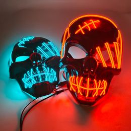 Bâtons lumineux LED Halloween DC3V Stable et activé par le son Masque de fête rougeoyant Crâne Sang Effrayant Masque de lumière Party Performance Costume Props 230712
