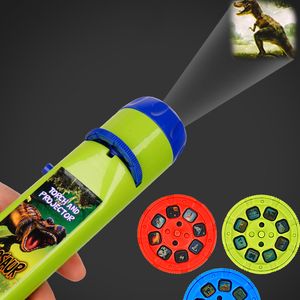 LED Light Sticks Kids Dinosaur Projector 24 Patterns Mini Luminous Projection Lamp Kid Explore World Flashlight Toys 230605