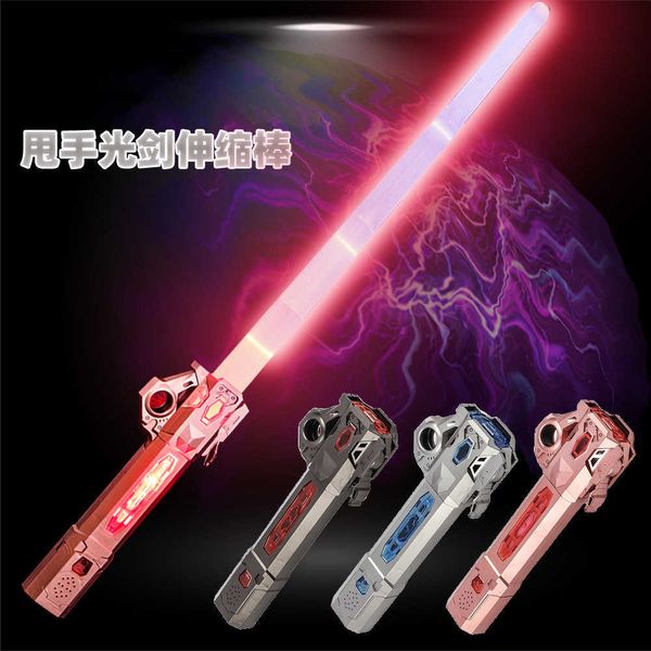 Bâtons lumineux LED Bâton Flash Laser Lueur Combat Balançoire Mains Épée Légère 2-en-1 Accessoires Colorés Pour Enfants Épée Légère Jouet Télescopique Z0420