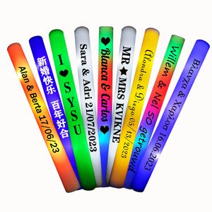 LED Light Sticks LED Glow Foam Sticks Glow Sticks Cheer Tube Aangepaste gepersonaliseerde Sticks Light Up Batons Wands Glow In The Dark Wedding Party 230625