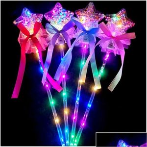 LED Light Sticks LED Light Sticks 1pc Kids Colorf Bulling Flashing Heart Star Butterfly Girls Princess Fairy Wands Party Cosplay Proppoys Dhoyk