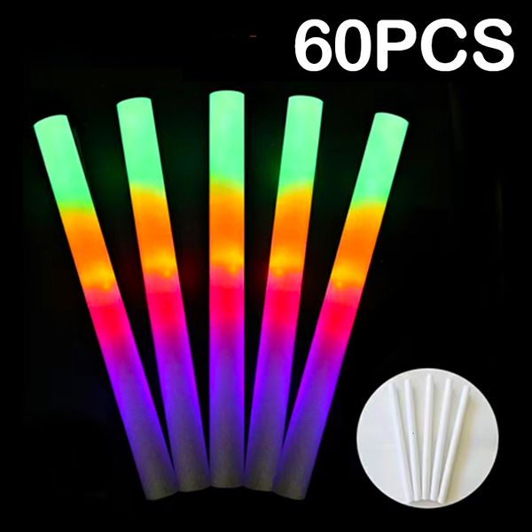 Bâtons lumineux LED Bâtons lumineux LED Party Rave mousse Glow Stick Rgb Fluorescent lumière sombre pour Bar mariage anniversaire Festival fournitures accessoires 230920