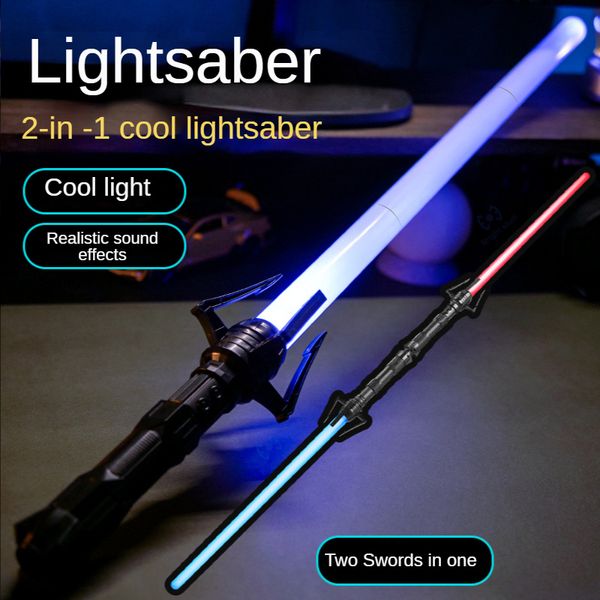 Palos de luz LED Sable de luz 80 cm RGB Láser Espada Juguetes Saber 7 Cambio de color Niños Fuerza telescópica FX FOC Blaster Jedi Niños Regalo 230617