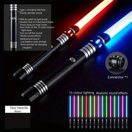 Bâtons Lumineux LED REikirc Version Améliorée Gravity Sensing Saber 2 En 1 15color Metal Laser Sword Rechargeable Toy Party Glow Swords 230712