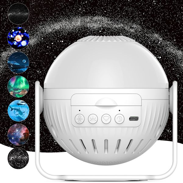 LED Light Sticks Star Planetarium Projector 7 en 1 Proyección Galaxy Proyector Night Light con Aurora Planetas 360 ° Lámpara giratoria de enfoque 230814