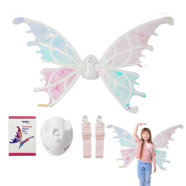 La lumière LED colle les ailes de papillon en mouvement électrique pour les filles accessoires de costumes de fée faveurs de fête P o accessoires 230829