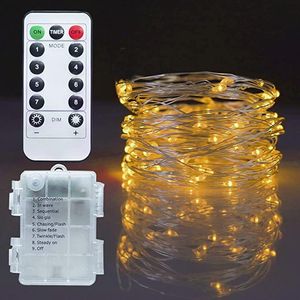 Guirlande lumineuse LED 8 fonctions USB boîtier de batterie étanche Télécommande fil de cuivre Chaîne fil de cuir lumière décorative de Noël
