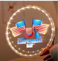 LED-lichtstrip Amerikaanse nationale feestdag lantaarn Onafhankelijkheidsdag decoratief licht kleurendruk rond 24 cm nationale vlag lichtgevende schijf hanglamp warm wit