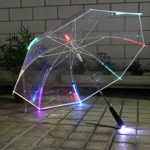 LED-licht Transparant voor Milieucadeau Shining Gloeiende Parasols Party Activity Props Lange Handgreep Parasols T200117