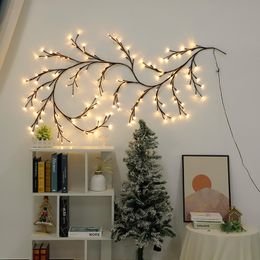 Luz LED Rama de árbol Luz Árbol de sauce Luz Ratán Decoración de Navidad Luz de vid Luz de noche Luz de cadena blanca cálida Hada 144LED USB alimentado Fiesta de vacaciones