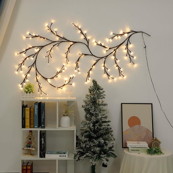 Lumière LED branche d'arbre lumière saule lumière rotin décoration de Noël vigne lumière veilleuse blanc chaud guirlandes lumineuses fée 144LED alimenté par USB fête de vacances