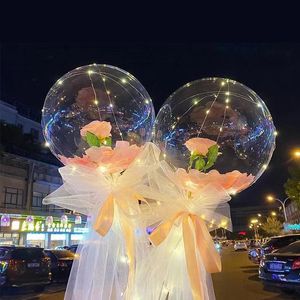 LED verlicht Bobo -ballonnen nieuwigheidsverlichting set 20 in transparante gloeiende bubble partys decors oemled