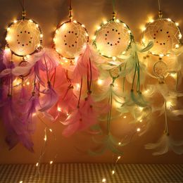 LED Light Up Dream Catcher Decor with Lights Feathers Dreamcatchers pour la chambre Home Decor Ornement Ornement Decoration Cade