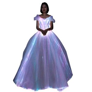 Robe de mariée de soirée lumineuse à LED lueur dans l'obscurité robe de mariée à fibre optique lumineuse288f
