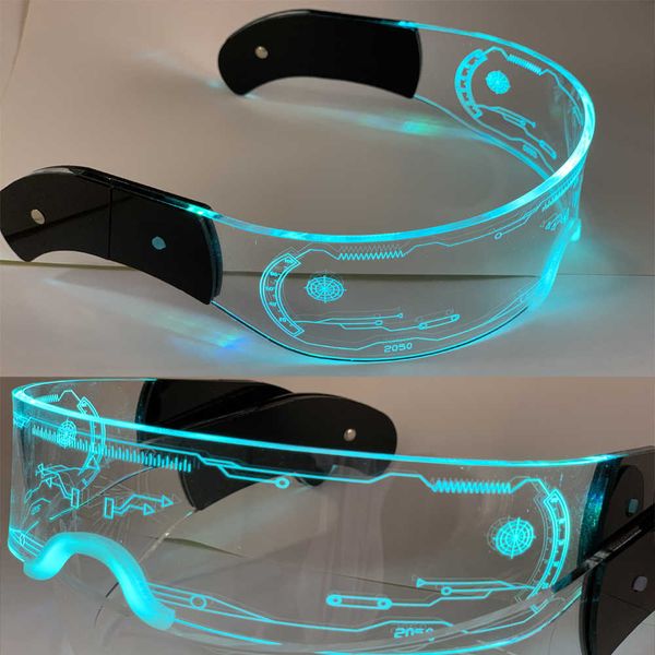 Lunettes lumineuses à LED Lunettes lumineuses sans fil avec lentille sombre Glow Party Costume Lunettes de soleil Bar Club KTV Disco