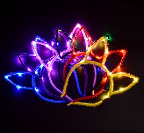 LED Light Up Glowing Lapin Oreille Bandeau Lapin Femmes Fille Clignotant Chapeaux Pâques Cosplay Déguisement Accessoires De Noël Bandeau cheveux bâton