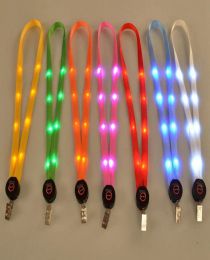 LED Light Up Lanyard Sleutelhanger ID Sleutels Houder 3 Modi Knipperend Hangend Touw 7 Kleuren 100 stks OOA38142639033 ZZ